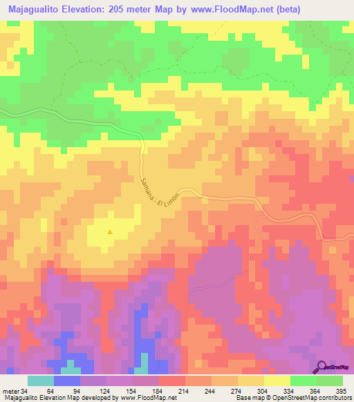 Majagualito,Dominican Republic Elevation Map