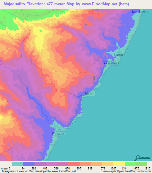 Majagualito,Dominican Republic Elevation Map