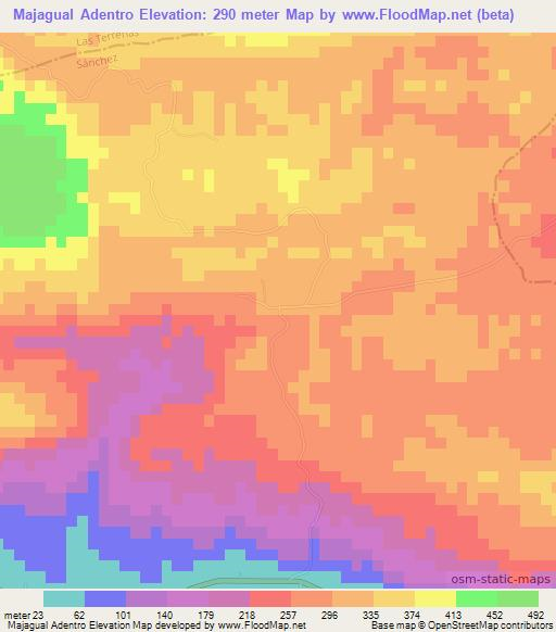 Majagual Adentro,Dominican Republic Elevation Map