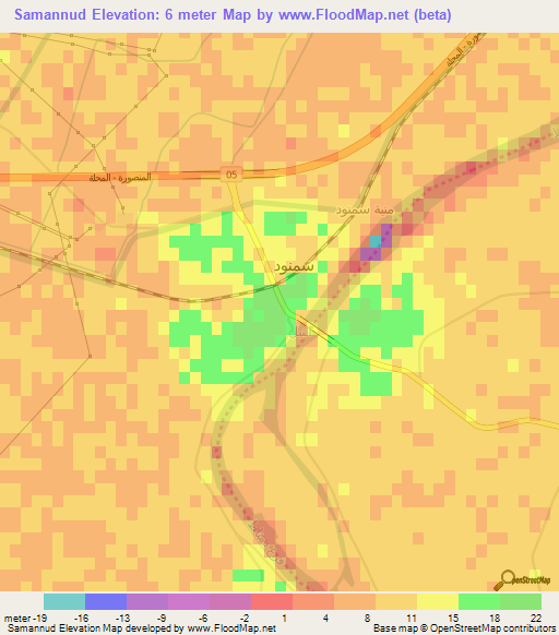 Samannud,Egypt Elevation Map