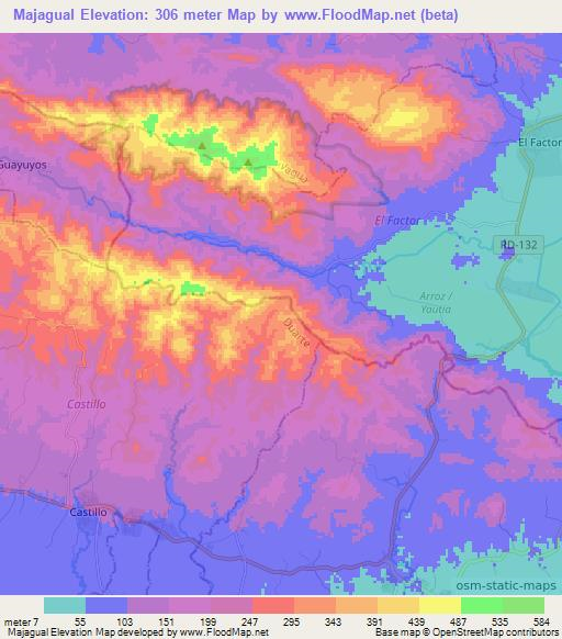 Majagual,Dominican Republic Elevation Map