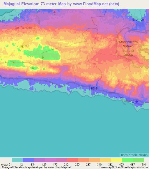 Majagual,Dominican Republic Elevation Map