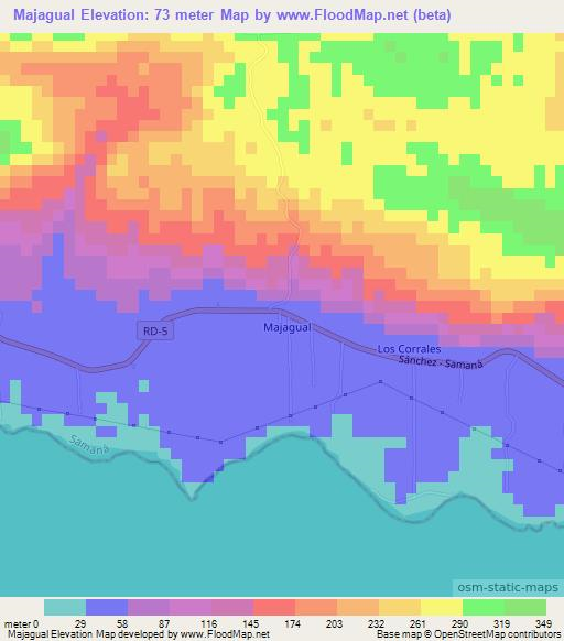 Majagual,Dominican Republic Elevation Map