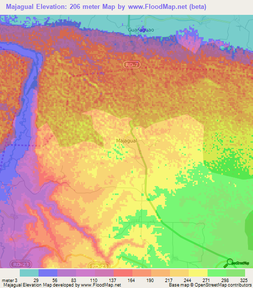 Majagual,Dominican Republic Elevation Map