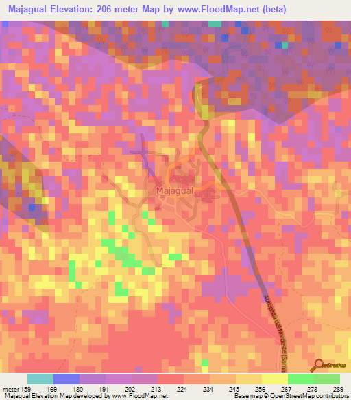 Majagual,Dominican Republic Elevation Map