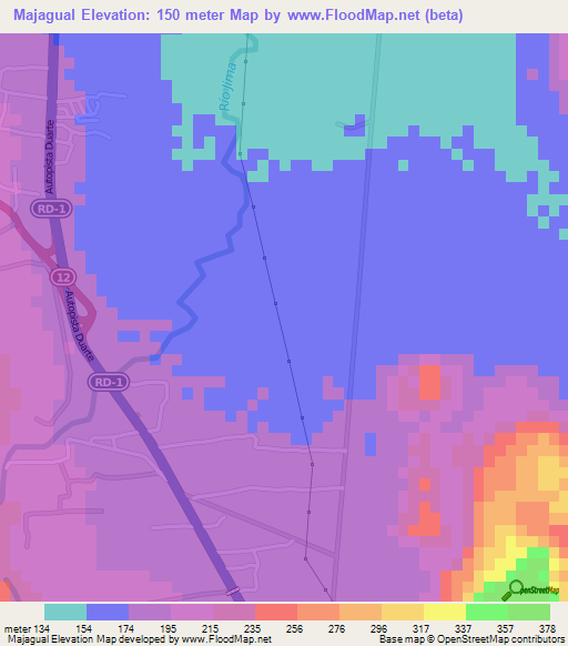 Majagual,Dominican Republic Elevation Map