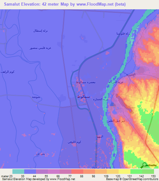 Samalut,Egypt Elevation Map