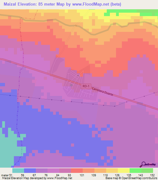 Maizal,Dominican Republic Elevation Map