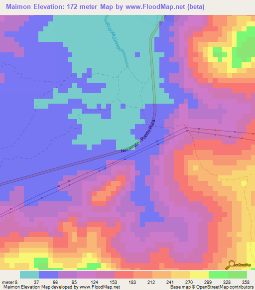 Maimon,Dominican Republic Elevation Map