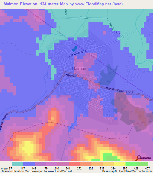 Maimon,Dominican Republic Elevation Map