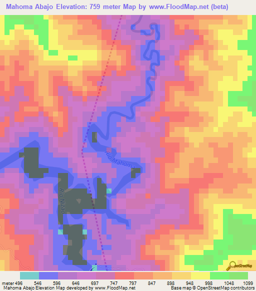 Mahoma Abajo,Dominican Republic Elevation Map