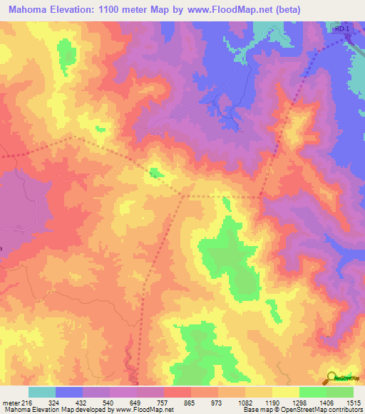 Mahoma,Dominican Republic Elevation Map