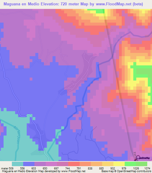 Maguana en Medio,Dominican Republic Elevation Map