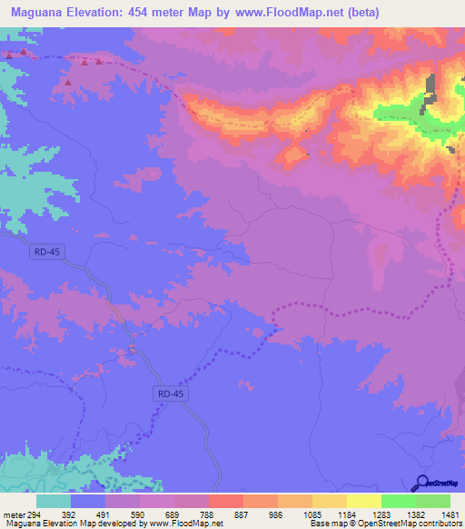 Maguana,Dominican Republic Elevation Map