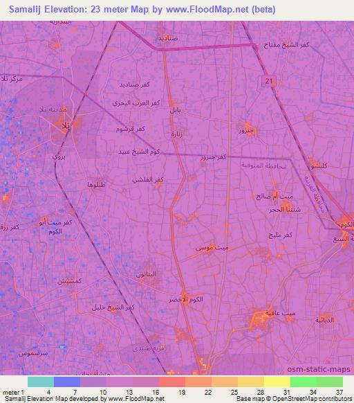 Samalij,Egypt Elevation Map