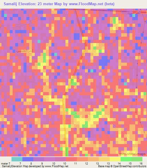 Samalij,Egypt Elevation Map