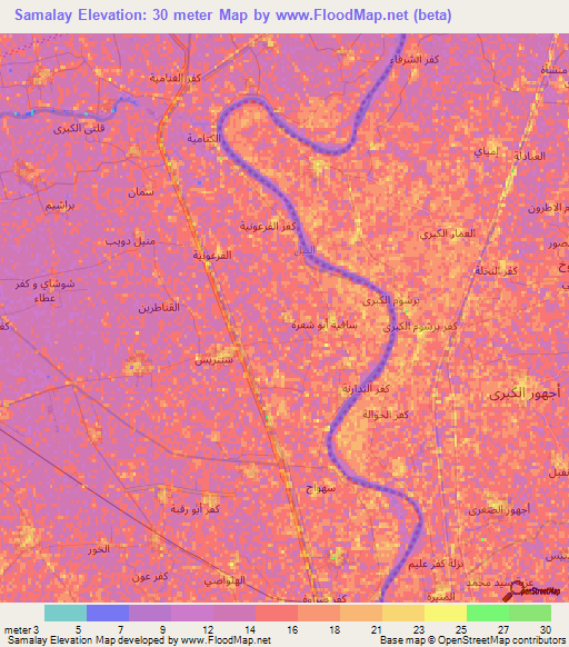 Samalay,Egypt Elevation Map