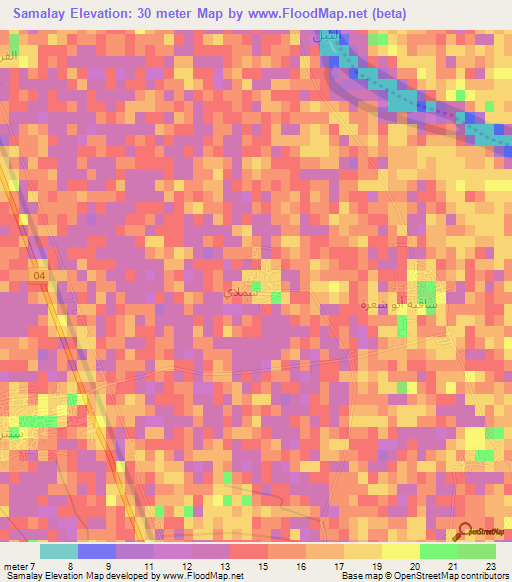 Samalay,Egypt Elevation Map