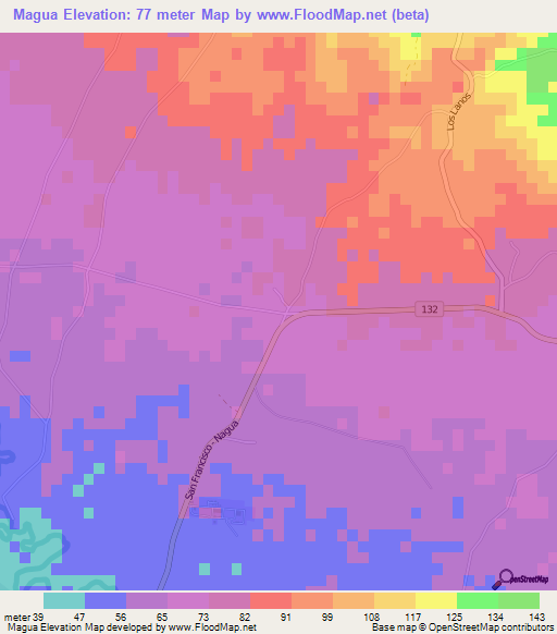 Magua,Dominican Republic Elevation Map