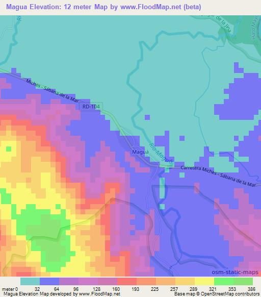 Magua,Dominican Republic Elevation Map