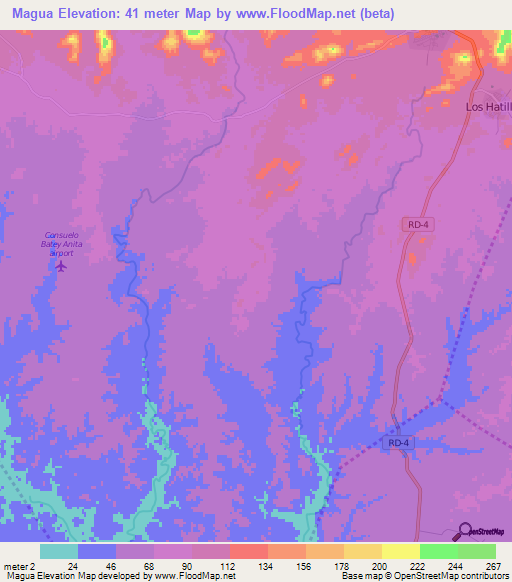 Magua,Dominican Republic Elevation Map