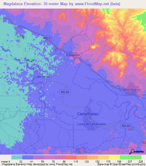 Magdalena,Dominican Republic Elevation Map