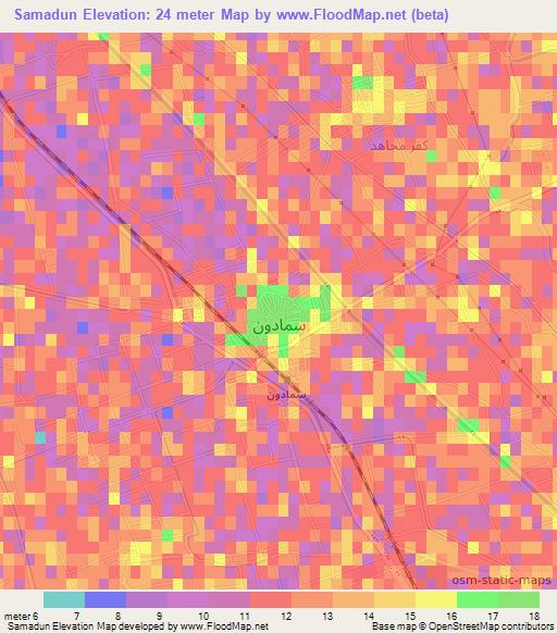 Samadun,Egypt Elevation Map