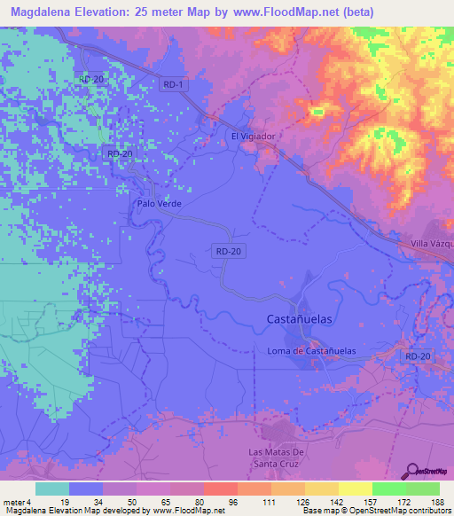 Magdalena,Dominican Republic Elevation Map