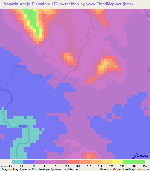 Magarin Abajo,Dominican Republic Elevation Map