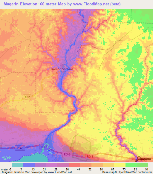 Magarin,Dominican Republic Elevation Map