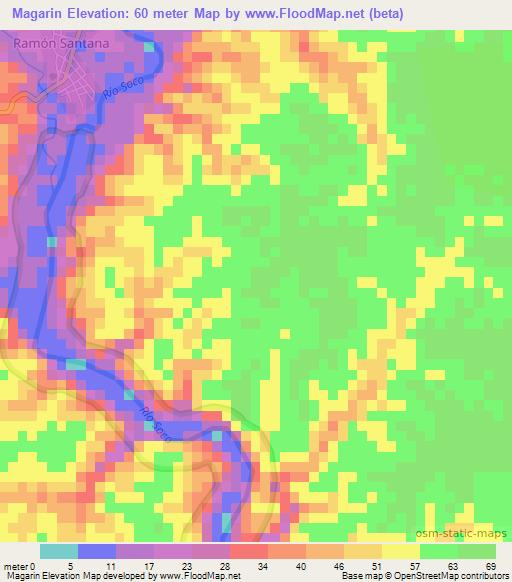 Magarin,Dominican Republic Elevation Map