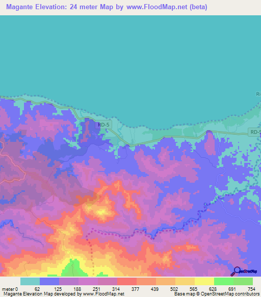 Magante,Dominican Republic Elevation Map