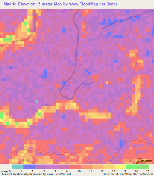 Madrid,Dominican Republic Elevation Map