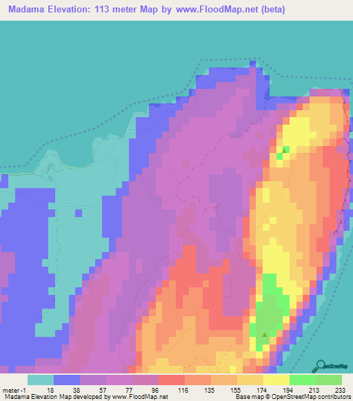 Madama,Dominican Republic Elevation Map