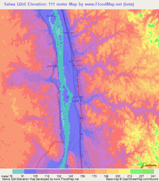 Salwa Qibli,Egypt Elevation Map