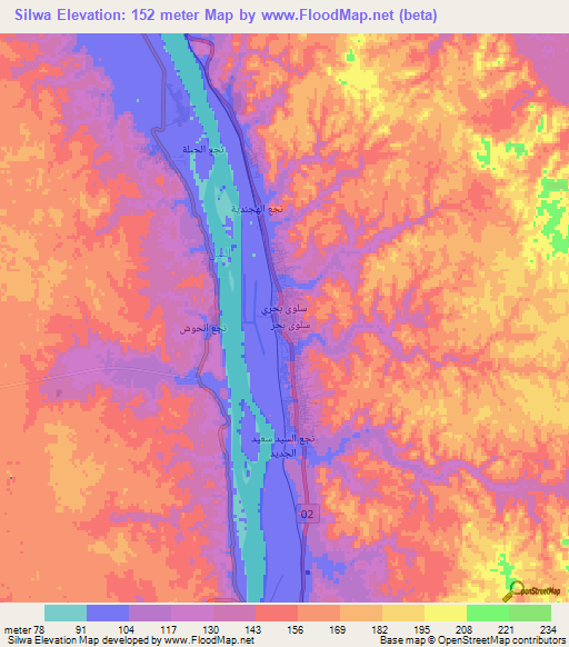 Silwa,Egypt Elevation Map