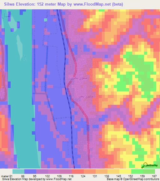 Silwa,Egypt Elevation Map