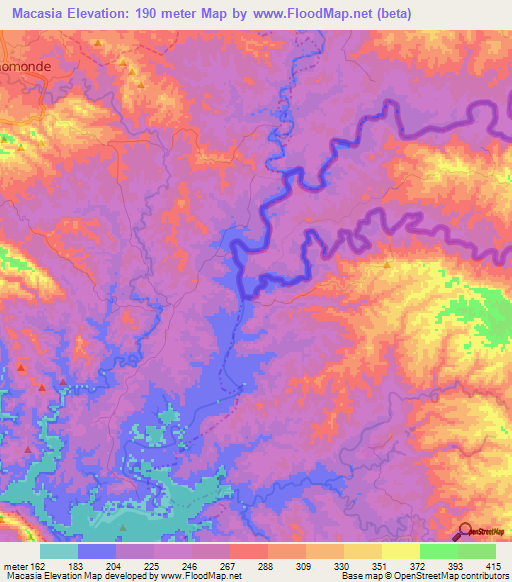 Macasia,Dominican Republic Elevation Map