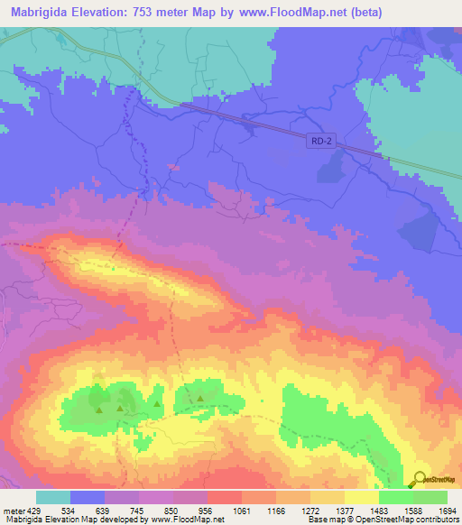 Mabrigida,Dominican Republic Elevation Map