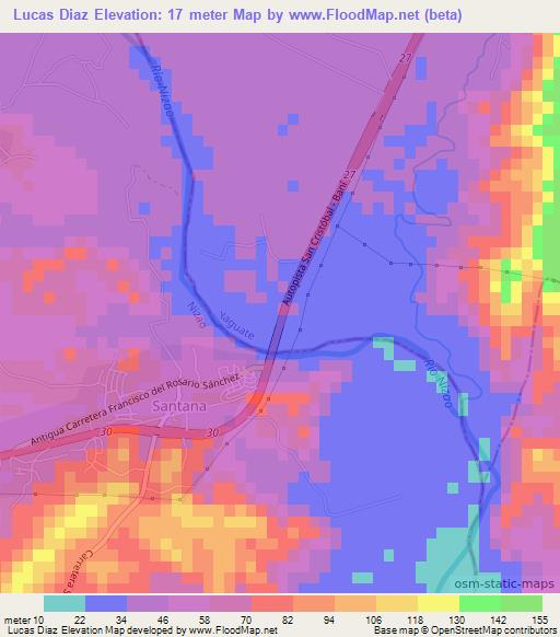 Lucas Diaz,Dominican Republic Elevation Map