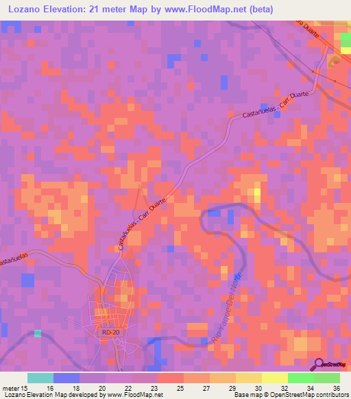 Lozano,Dominican Republic Elevation Map