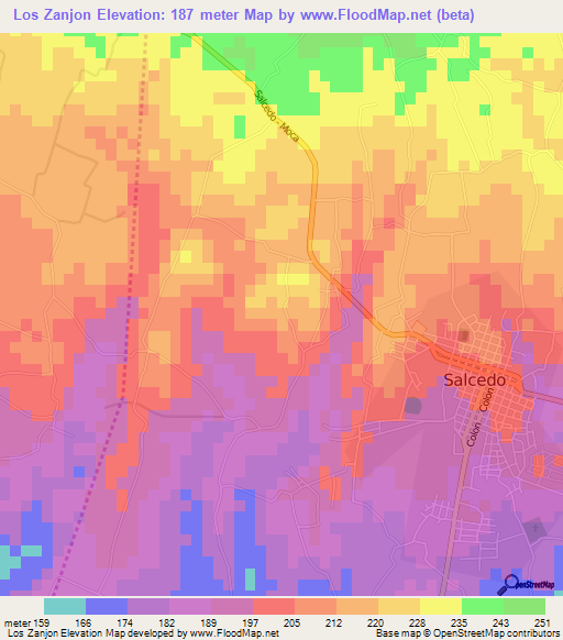 Los Zanjon,Dominican Republic Elevation Map