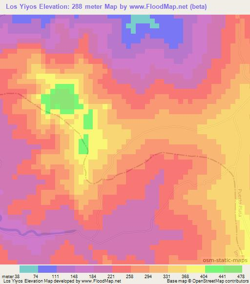 Los Yiyos,Dominican Republic Elevation Map