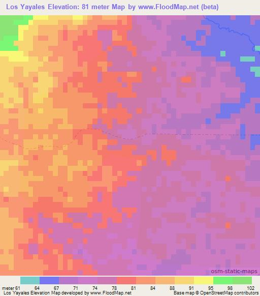 Los Yayales,Dominican Republic Elevation Map