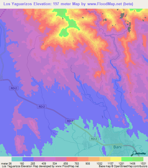 Los Yaguarizos,Dominican Republic Elevation Map