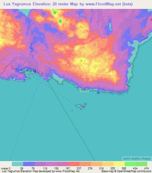 Los Yagrumos,Dominican Republic Elevation Map