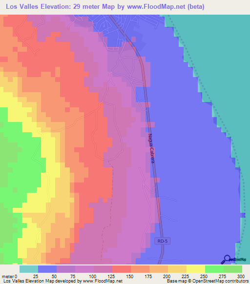 Los Valles,Dominican Republic Elevation Map