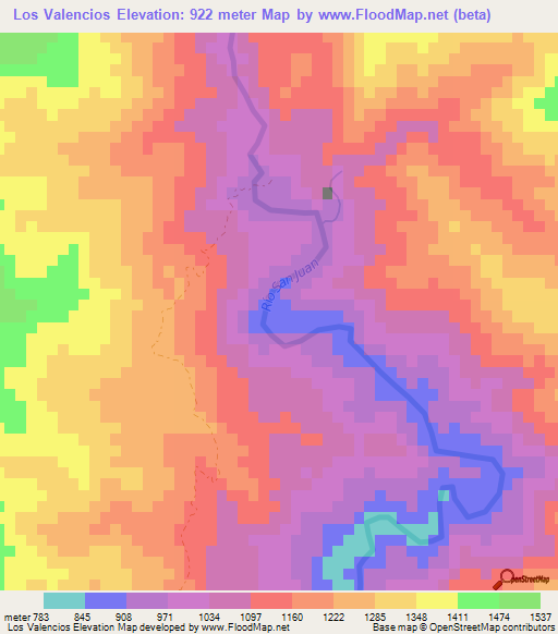 Los Valencios,Dominican Republic Elevation Map