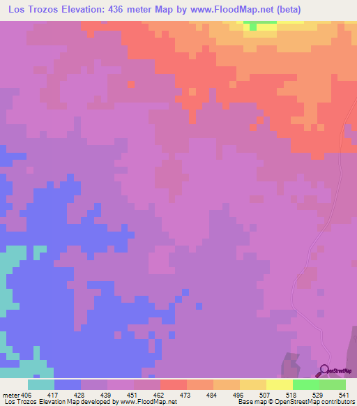 Los Trozos,Dominican Republic Elevation Map