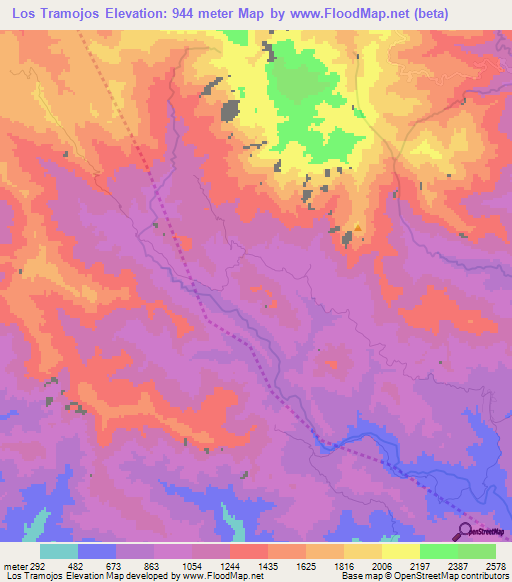 Los Tramojos,Dominican Republic Elevation Map